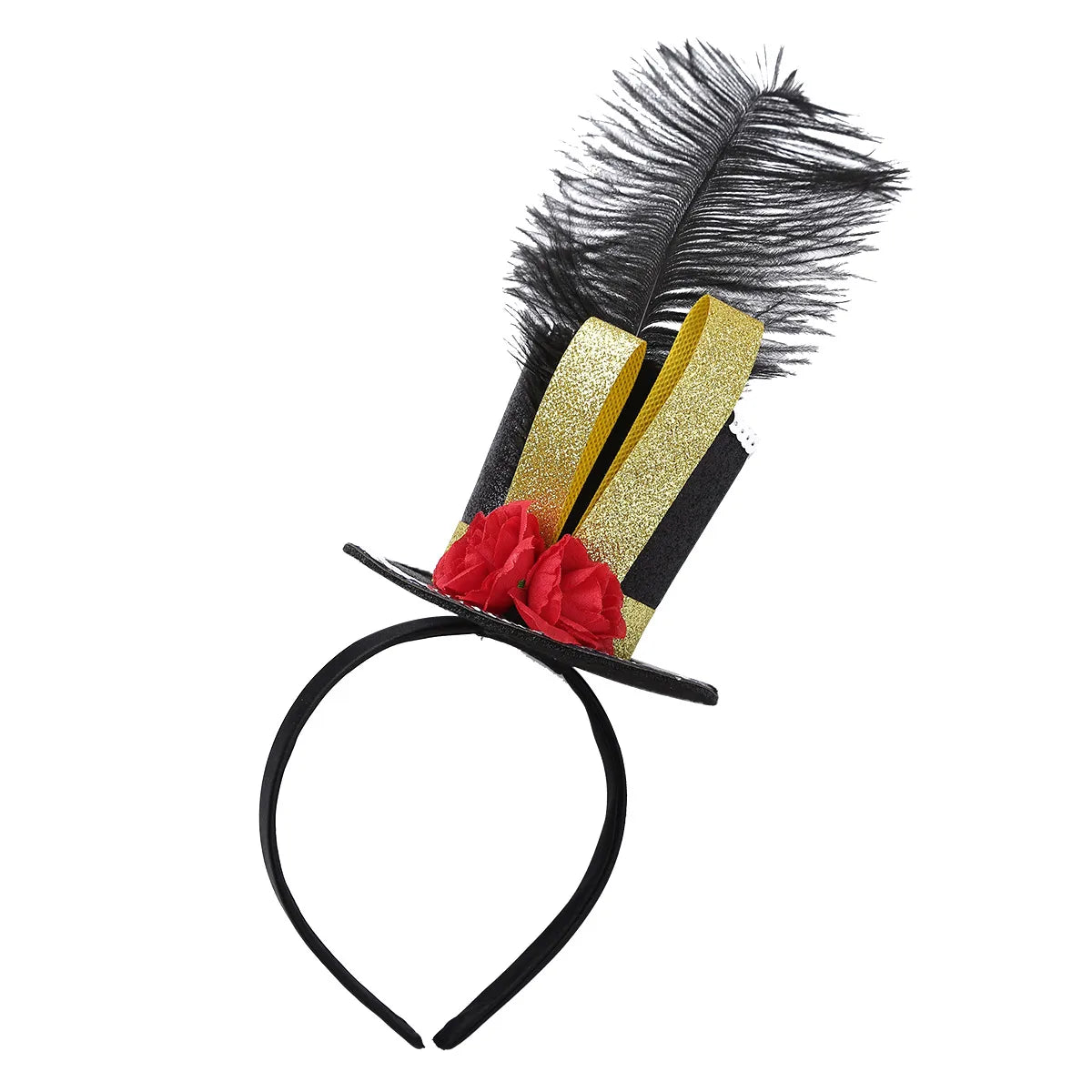 Diadema Mini Sombrero de Copa con Plumas