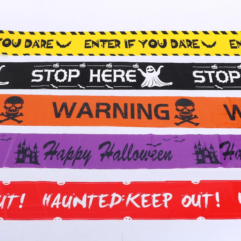 Cinta de Advertencia de Halloween con Calaveras